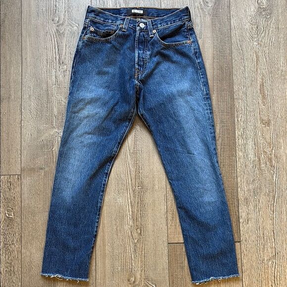 Reformation Reworked Vintage Levi’s Blue High Waisted Straight Leg Jeans - Picture 1 of 6